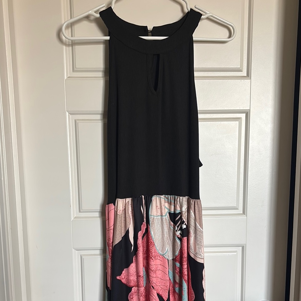 Black and Pink Floral maxi dress